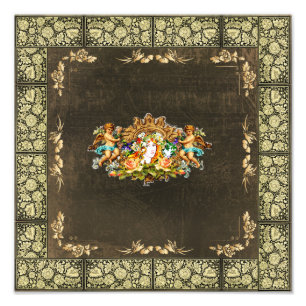 Collage Vintag Retro mit Spitzen und Blume Fotodruck