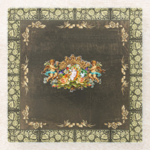 Collage Vintag Retro mit Spitzen und Blume Glasuntersetzer