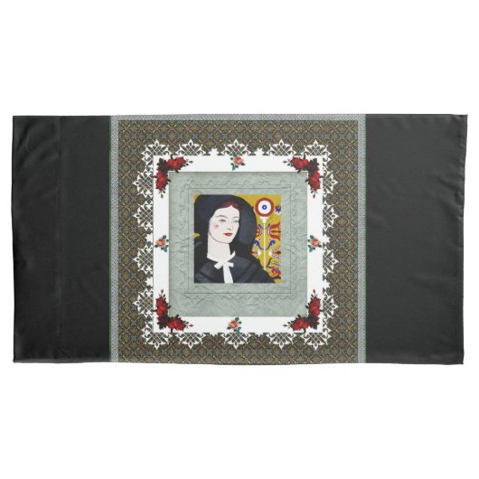 Collage Vintag Retro mit Spitzen und Blume Kissenbezug (Vorderseite)