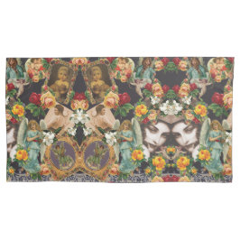 Collage Vintag Retro mit Spitzen und Blume Kissenbezug