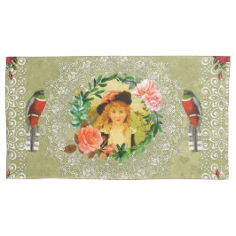 Collage Vintag Retro mit Spitzen und Blume Kissenbezug