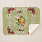 Collage Vintag Retro mit Spitzen und Blume Sherpadecke (Vorderseite (Horizontal))