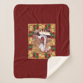 Collage Vintag Retro mit Spitzen und Blume Sherpadecke