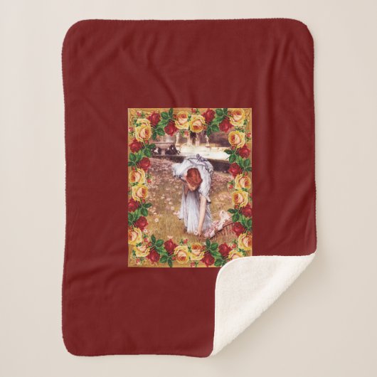 Collage Vintag Retro mit Spitzen und Blume Sherpadecke (Vorderseite)