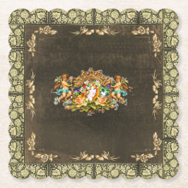 Collage Vintag Retro mit Spitzen und Blume Untersetzer