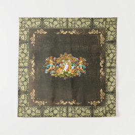 Collage Vintag Retro mit Spitzen und Blume Wandteppich