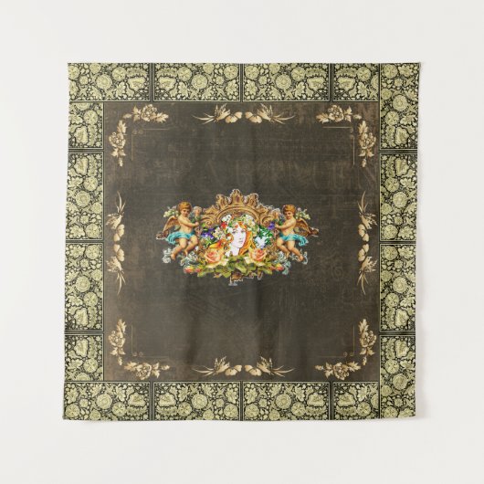 Collage Vintag Retro mit Spitzen und Blume Wandteppich (Vorderseite)