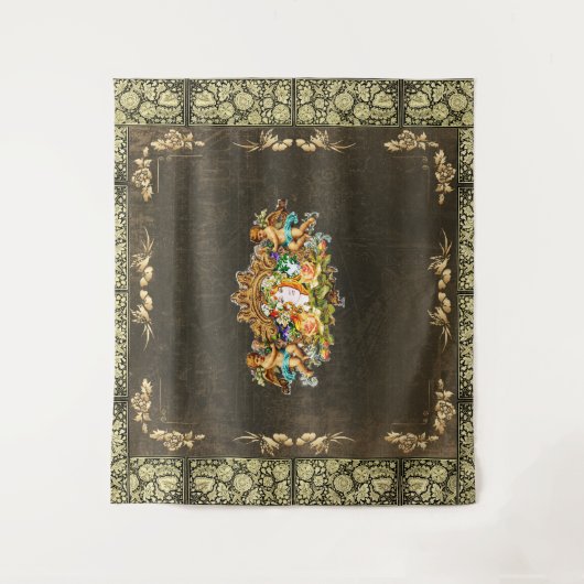 Collage Vintag Retro mit Spitzen und Blume Wandteppich (Vorderseite)