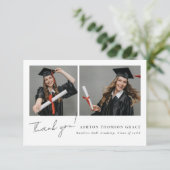 Collage von zwei Fotos modernes Design Dankeskarte (Stehend Vorderseite)