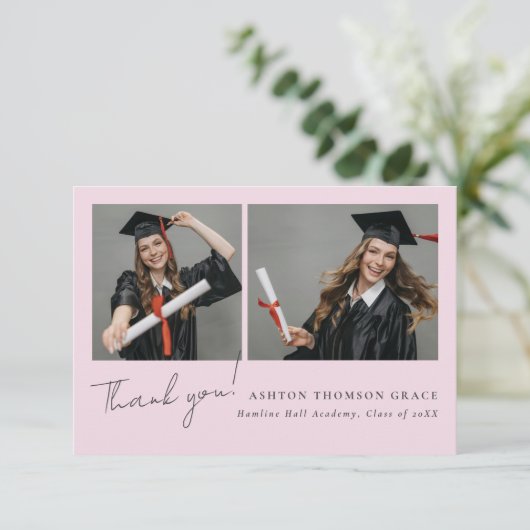 Collage von zwei Fotos modernes Design Dankeskarte (Stehend Vorderseite)