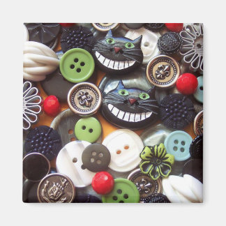 Collage with Black Cheshire Cat Buttons Magnet