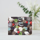 Collage with Black Cheshire Cat Buttons Postkarte (Stehend Vorderseite)