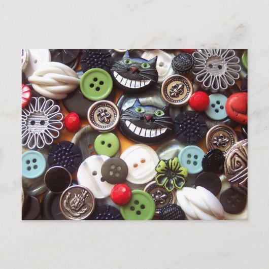 Collage with Black Cheshire Cat Buttons Postkarte (Vorderseite)