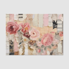 Collage with Painted Flowers and Torn Paper Seidenpapier