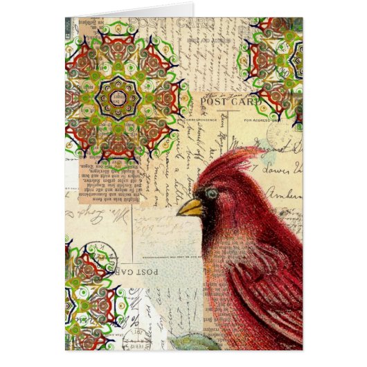 Collaged alte Buchstaben und Postkarten mit Vogel (Vorne)