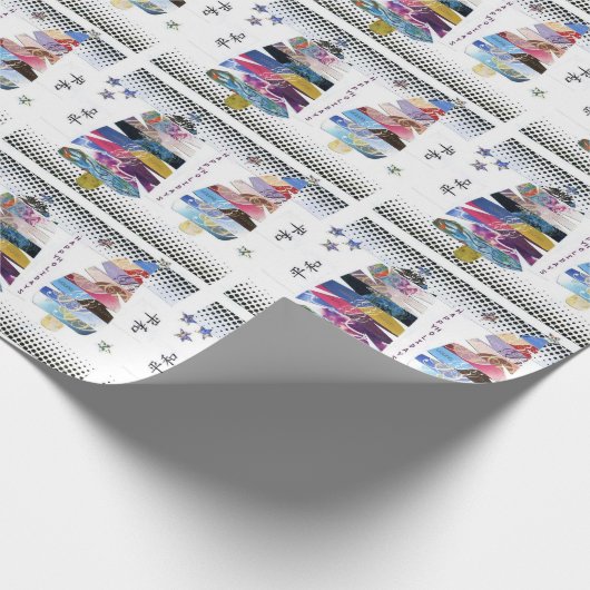 Collagen-japanische Weihnachtspapier-Weiß-schwarze Geschenkpapier (Ecke)