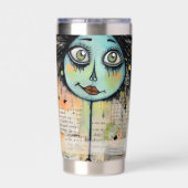 Collagen von Green mit Augen Art 2 Thermobecher (Rückseite)