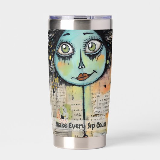 Collagen von Green mit Augen Art 2 Thermobecher (Vorderseite)