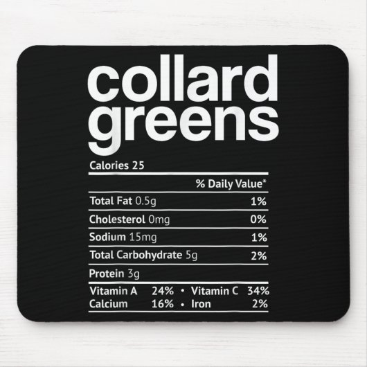 Collard Greens Nutrition Facts Funny Thanksgiving  Mousepad (Vorne)