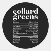 Collard Greens Nutrition Facts Thanksgiving Food C Runder Aufkleber (Vorderseite)