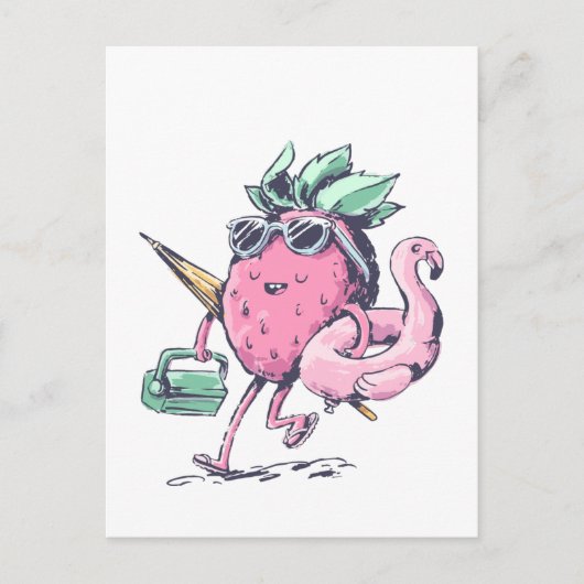 Colle Erdbeere Quadratischer Postkarte (Vorderseite)