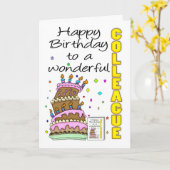 Colleague Birthday Card - Birthday Cake Karte (Gelbe Blume)