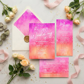 Watercolor Hot Pink and Orange Wedding Einladung