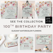 Banner Wasserfarbe Blumen 100. Geburtstag Willkomm
