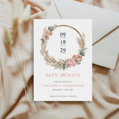 Pampas Grass Wreath Blush Rose Orchid Eukalyptus Save The Date