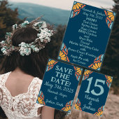 Groovy Orange Blume auf Deep Blue Rett-the-Date Postkarte