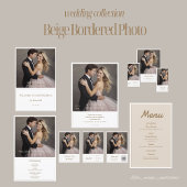 Elegant Beige Bordered Foto Hochzeit Einladung