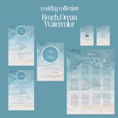 Beach, Ocean Watercolor Hintergrund Hochzeitsmenü RSVP Karte