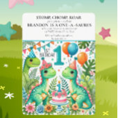 Dinosaur 1. Geburtstag Boy Stomp Chomp Roar Einladung