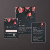 Rosa Rosen 3D Dunkle Blumen | Hochzeit (Personalisiere diese Kollektion eines unabhängigen Creators.)