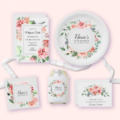 40. Geburtstag Elegant Rosa Rose Blumen Serviette