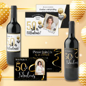 50 & Fabulous Gold & Black Modern Geburtstag Serviette