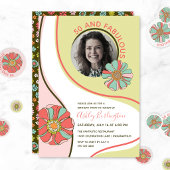 Retro Groovy Blume Muster Pappteller