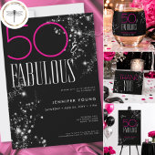 50 und Fabelhaft Schwarze Pink Glam Funkelnder Geb Pappteller