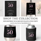 Personalisiert 50 und fabelhaft Black Pink Geburts Serviette