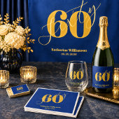 Sechzig Elegante Blau & Gold 60. Geburtstagseinlad