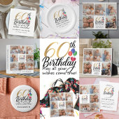 60th Birthday Picture Collage Script Typography Fotoblock