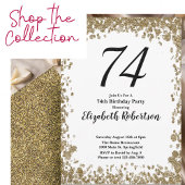Elegant 74th Birthday Invitation With Gold Sequins Einladung