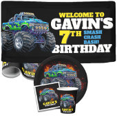 Monster Truck Cool Blue 7. Geburtstag Personalisie Einladung