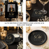 Elegant Black and Gold 80th Birthday Party Weinetikett