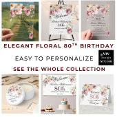 Elegantes Florales 80. Geburtstags-  Geschenktütchen