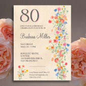 Elegante Blume 80 Jahre Party Flora 80. Geburtstag Dankeskarte