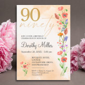 Schöner 90. Geburtstag – Wildflower-Design Dankeskarte