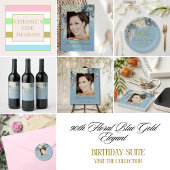 90. Floral Gold Überraschung Elegantes Foto Geburt Einladung