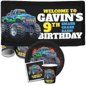 Monster Truck Cool Blue 9. Geburtstag Personalisie Einladung