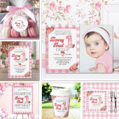 Berry Sweet First Birthday Photo – Straberry party Einladung